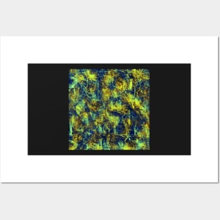 Yellow Blue Brown Abstract Posters and Art